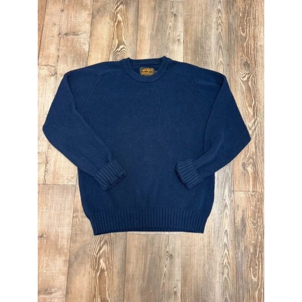 vintage Eddie Bauer navy blue cotton knit sweater